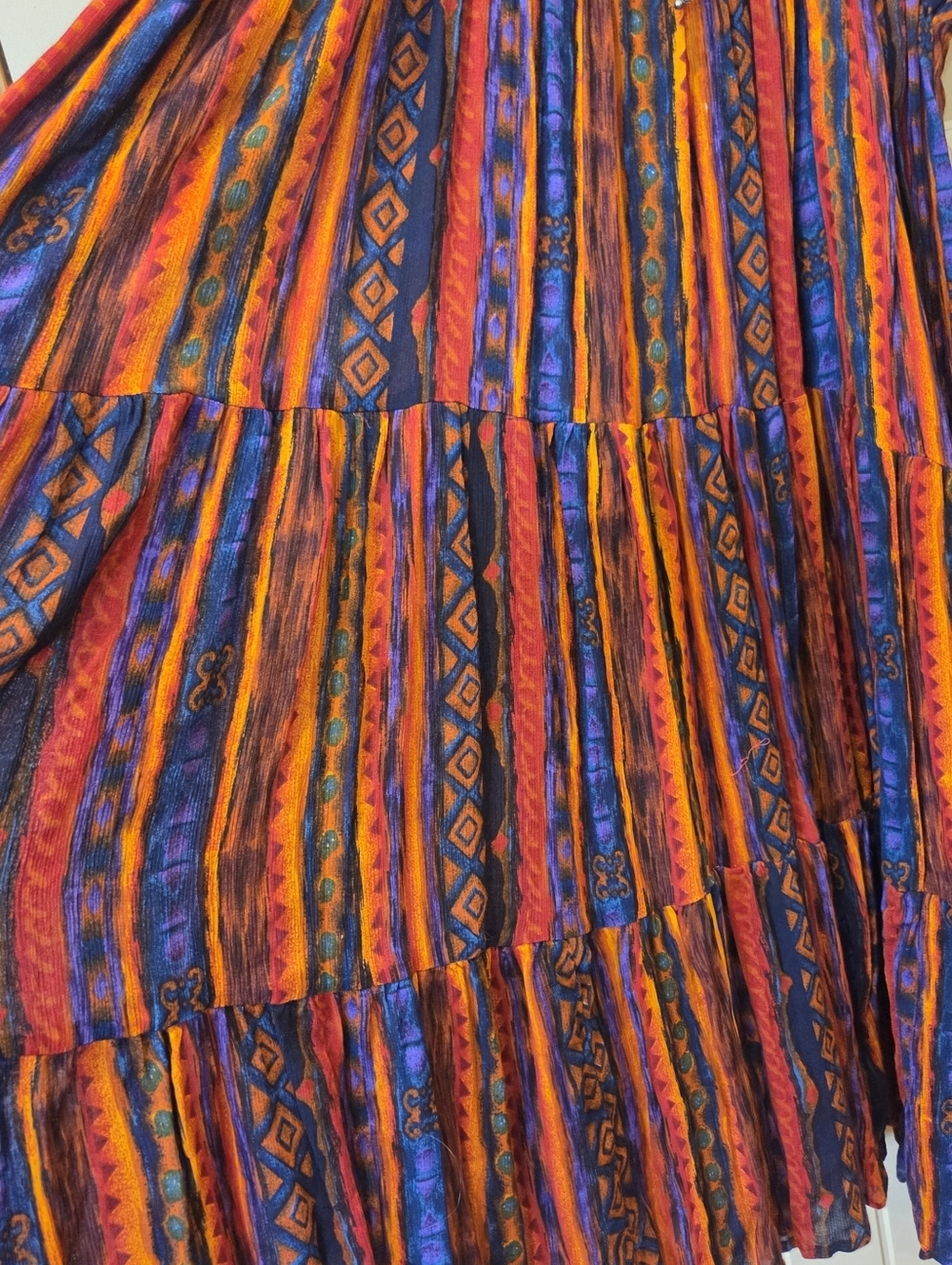 NWT Vintage 90s Worthington Boho Tiered Maxi Skirt Large Geometric Ikat Print - Picture 2 of 14